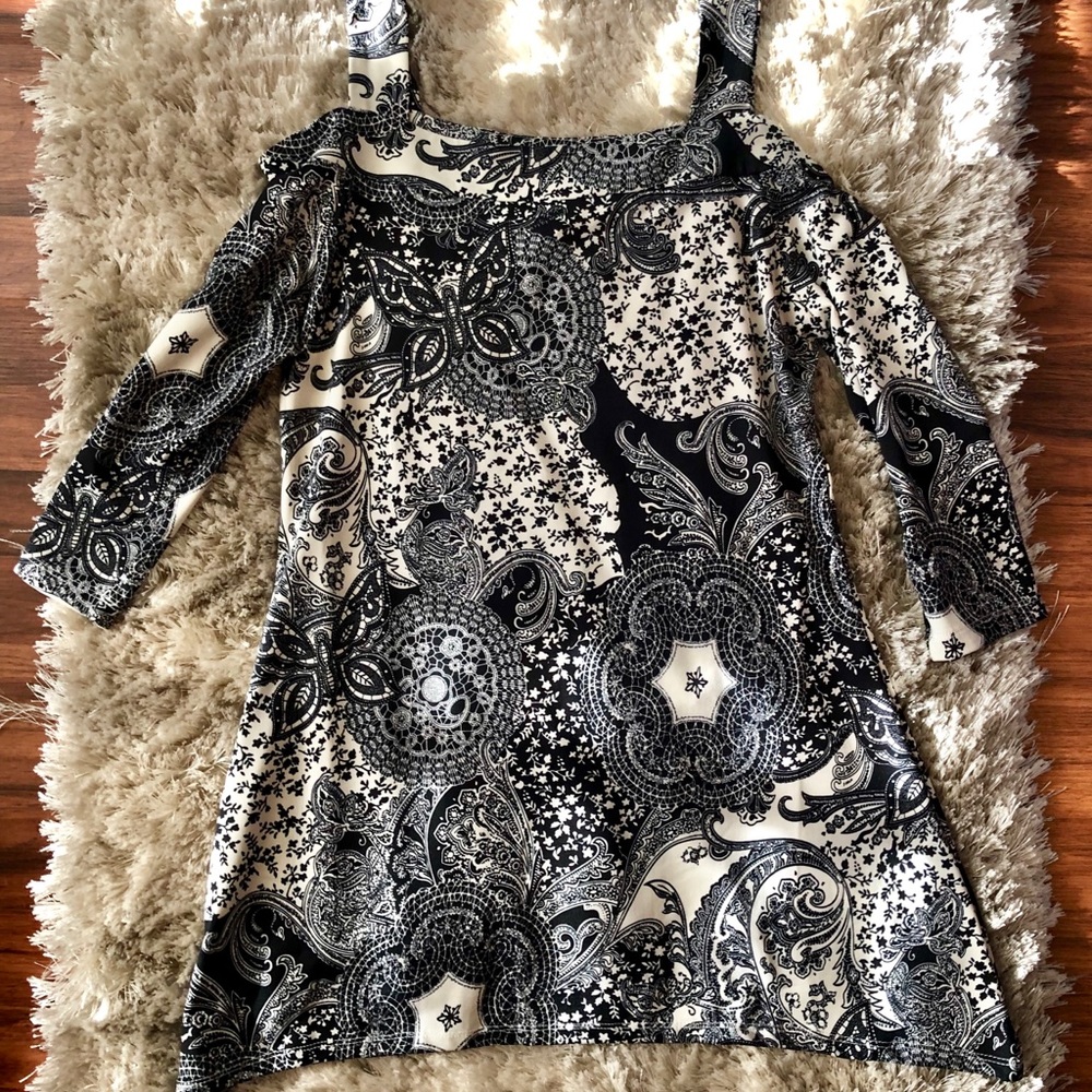 Black & White Cold Shoulder Top